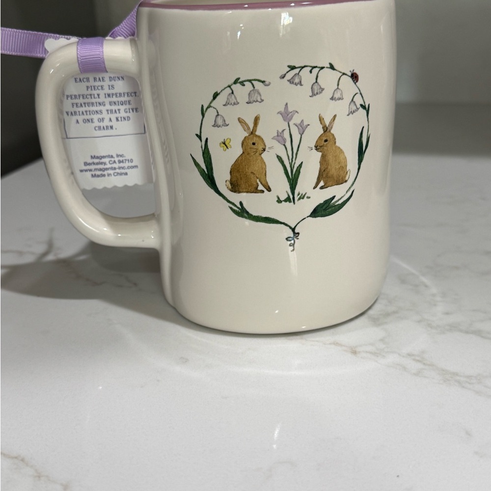 Rae Dunn Double-sided White Mug with Purple Accents - SPRING IS IN THE AIR- New - Picture 2 of 6